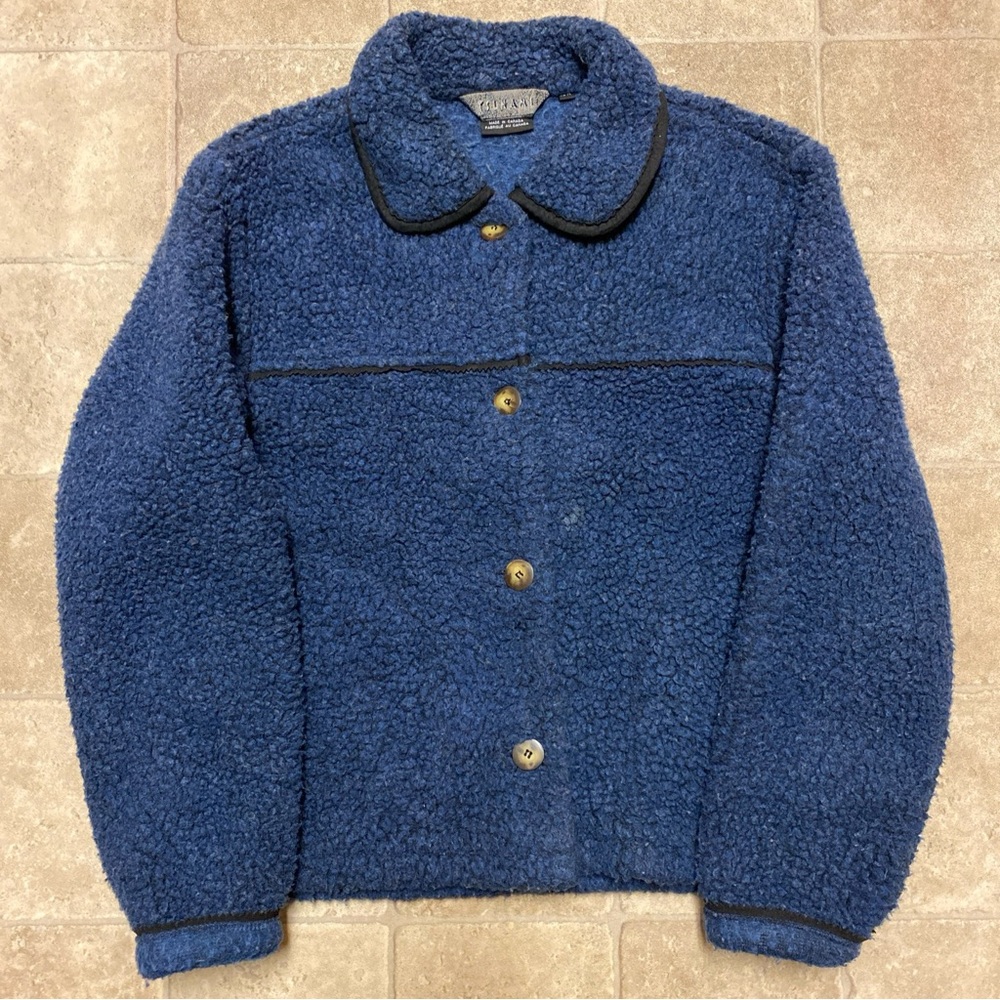 Tsunami Button Sweatshirt M Measurement Blue Good Condition Canada Made ‘90s VTG